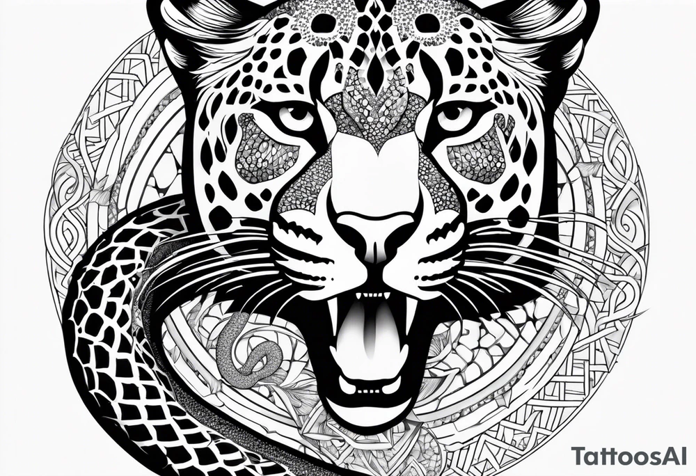 leopard hit to snake tattoo idea