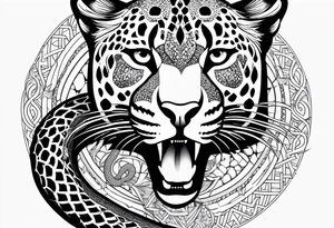 leopard hit to snake tattoo idea