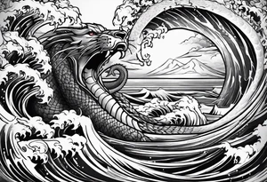 Almighty Jesus Christ fighting a powerful Serpent in the ocean tattoo idea