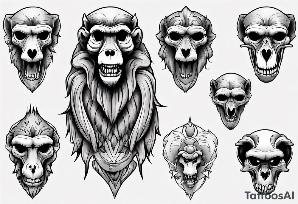 baboon skull tattoo idea