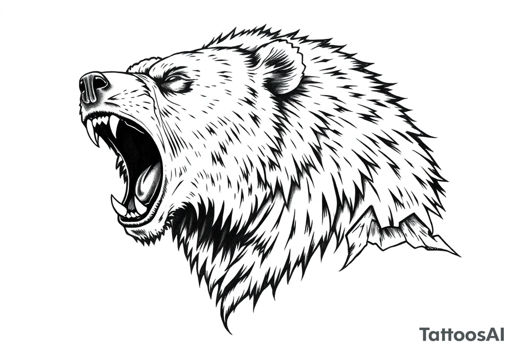 roaring bear,landscape. tattoo idea