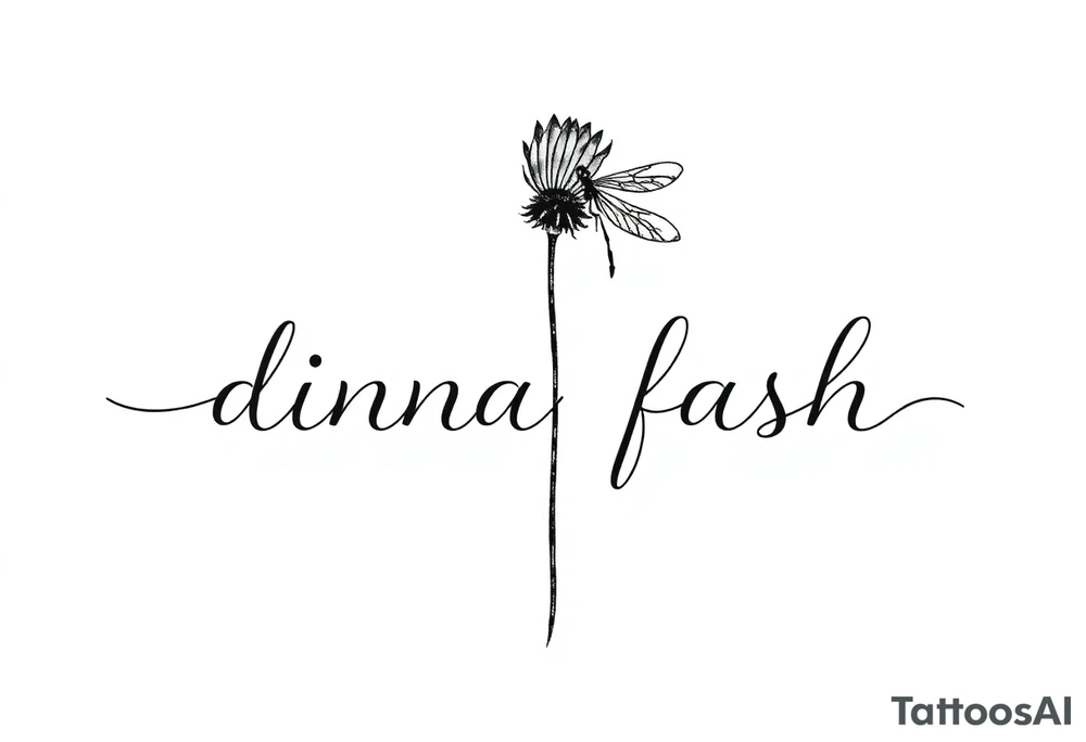 minimaliste thistle with dragonfly text : dinna fash tattoo idea