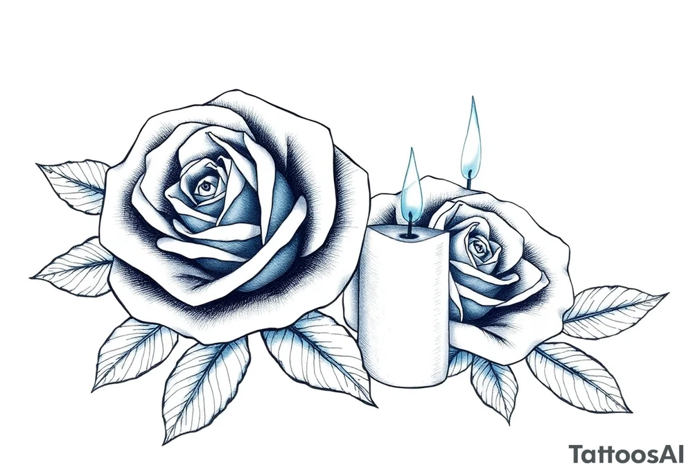 Passed love one, two roses, two candles, blue tattoo idea Passed love one, two roses, two candles, blue tattoo idea