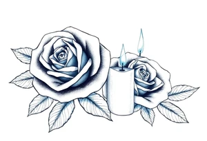 Passed love one, two roses, two candles, blue tattoo idea