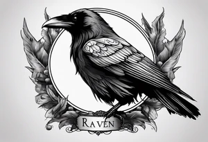 raven with roman numeral seven and the text Omnia Urunt tattoo idea