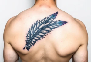 Feather with blues and purple tattoo idea