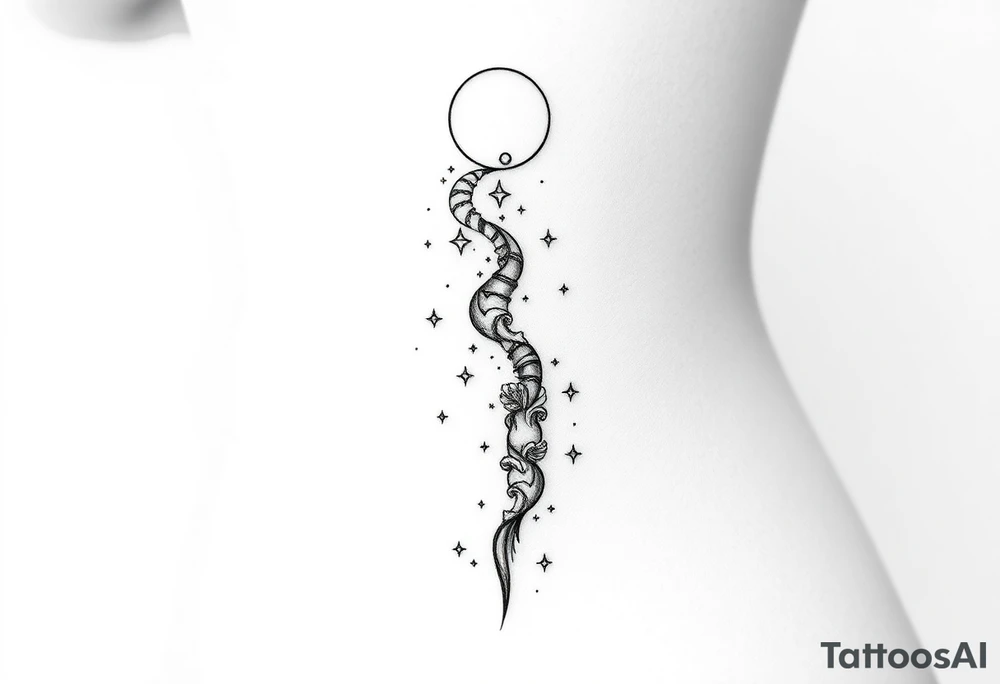 things to add on to a spine tattoo with moon and stars very dainty tattoo idea