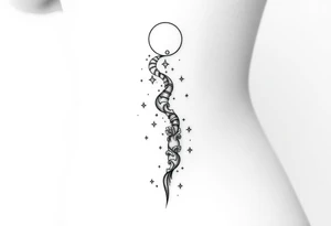 things to add on to a spine tattoo with moon and stars very dainty tattoo idea