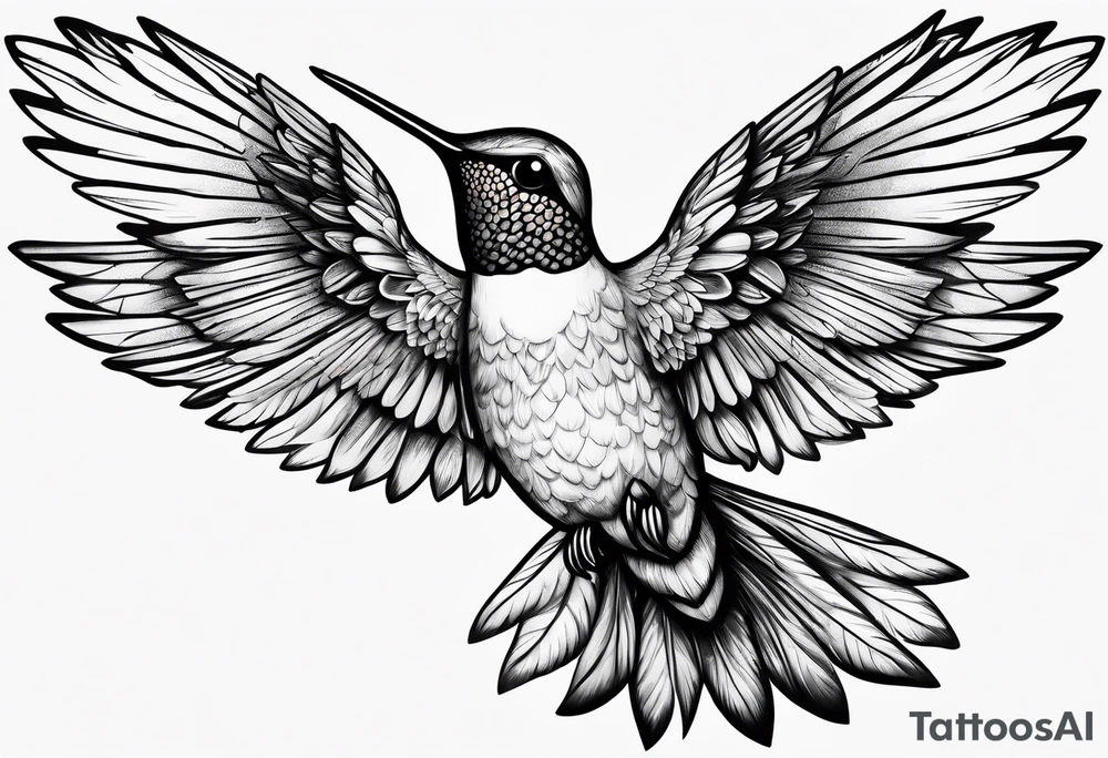 Hummingbird wings spread tattoo idea