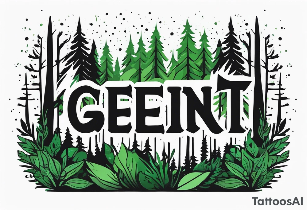 forest, green and black, no people tattoo idea