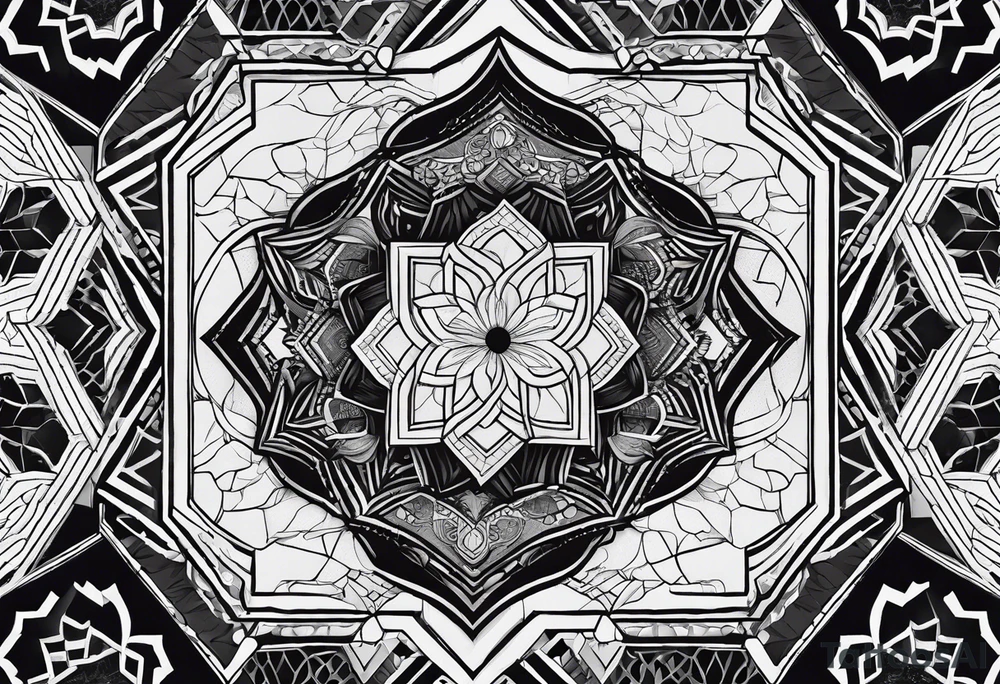 hexagon pattern black tattoo idea