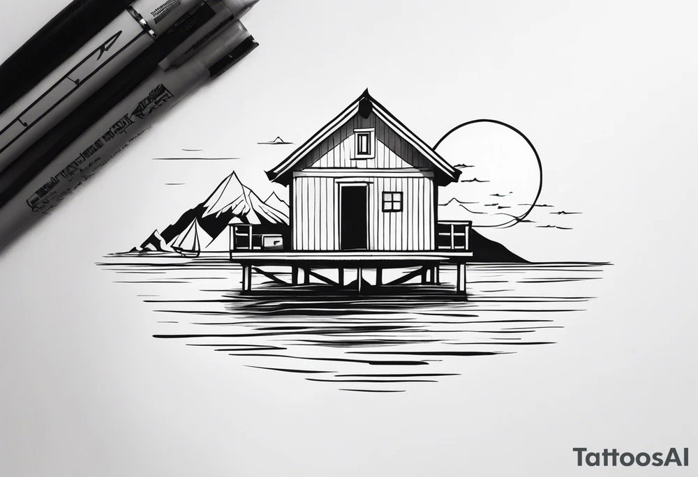 travel tattoo sea hut tattoo idea