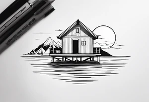 travel tattoo sea hut tattoo idea