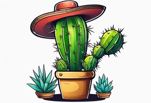 Cartoon style cactus tattoo idea