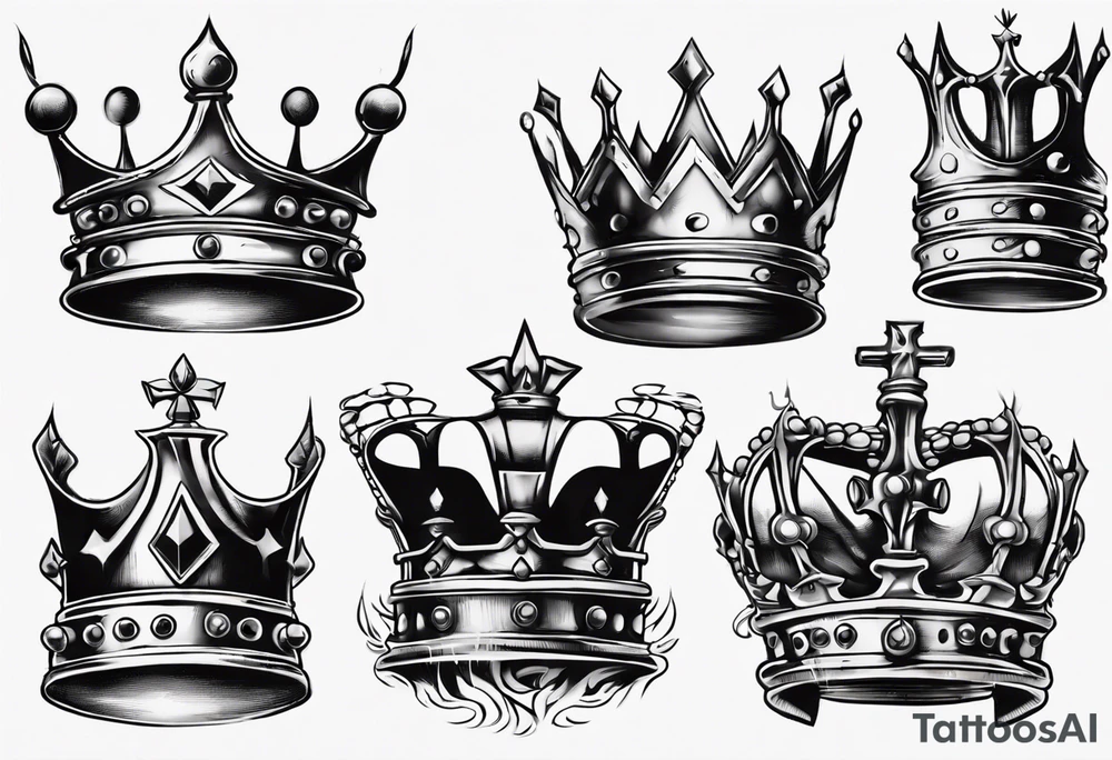 detailed kings crown tattoo idea