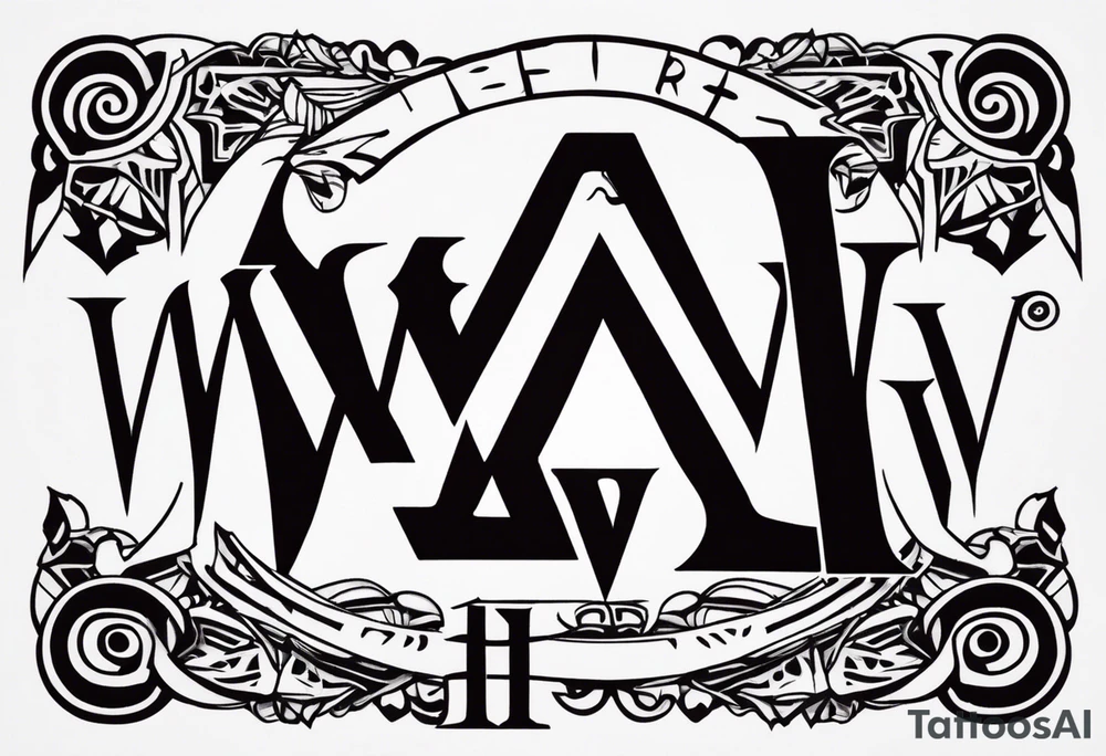 the letters A W R in the middle of a ninja headband tattoo idea