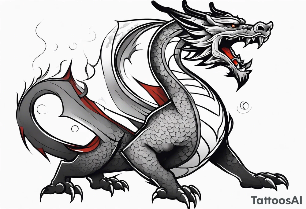 Traditional Dragon full body and smoke tattoo idea