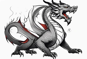 Traditional Dragon full body and smoke tattoo idea
