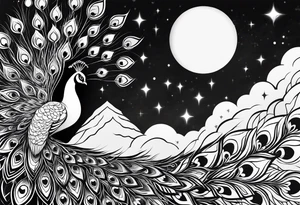 Peacock, moon, Orion, infinity tattoo idea