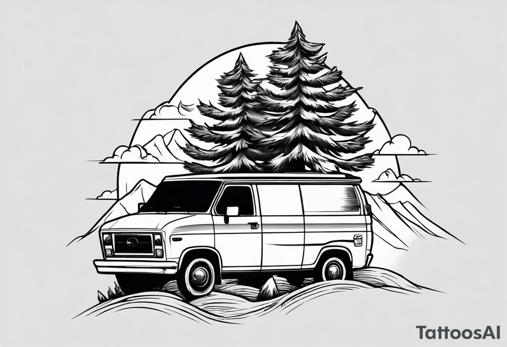 Tree mountain van tattoo idea