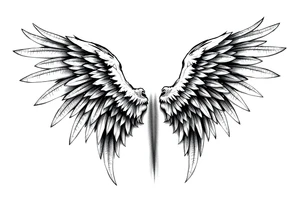 Realistic long angelwings on a back tattoo idea
