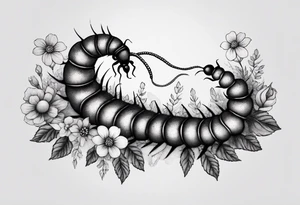 Centipede with flowers tattoo idea