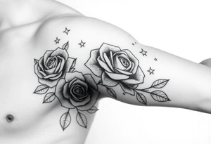 Name Eden roses and stars tattoo idea