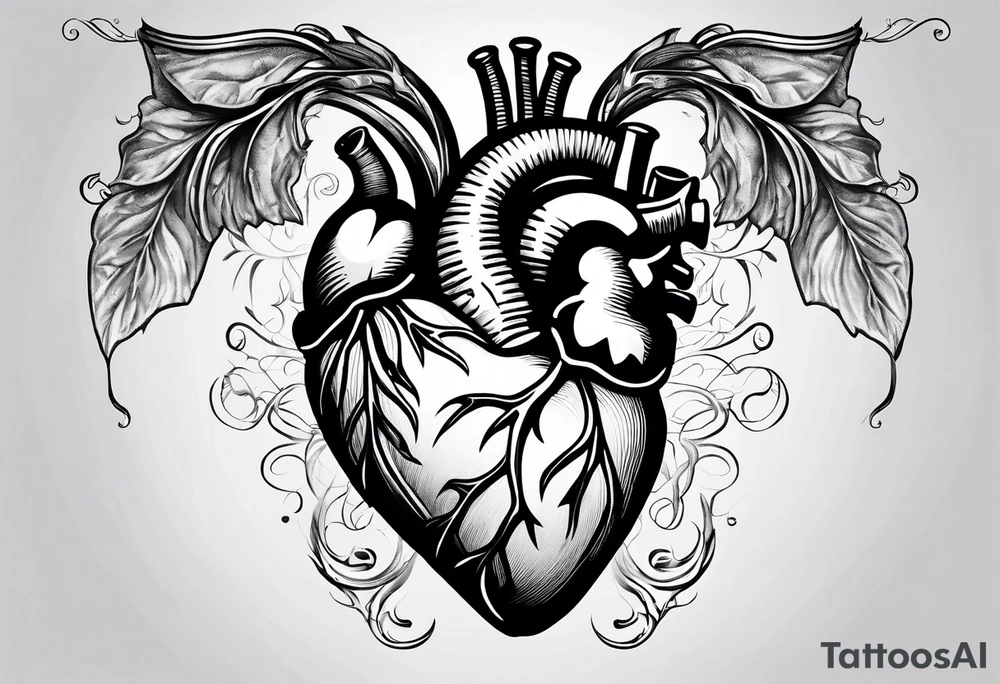 Back ribs exposing anatomically correct heart tattoo idea