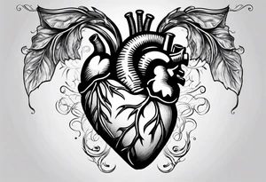 Back ribs exposing anatomically correct heart tattoo idea