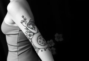 ethereal mermaid with flowing hair among coral and sea flowers tattoo idea