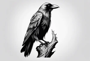 outline of a tall Raven tattoo idea