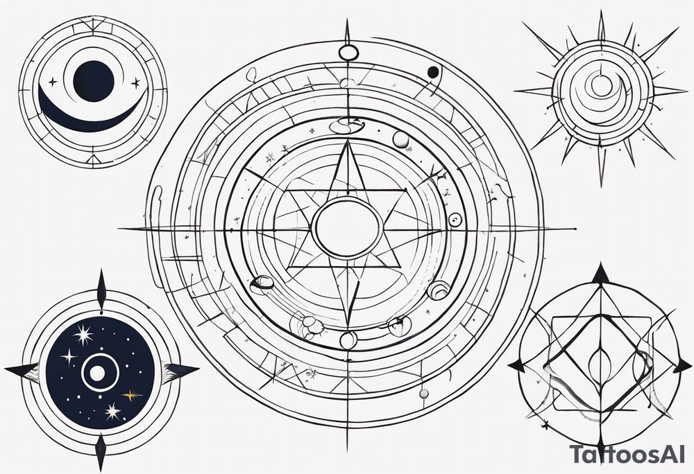 Astrology, Cancer, Natal Chart, symbolic, vision, yin yang, the moon, the sun, Uranus, Pluto, spiritual third eye, mystical armband tattoo idea