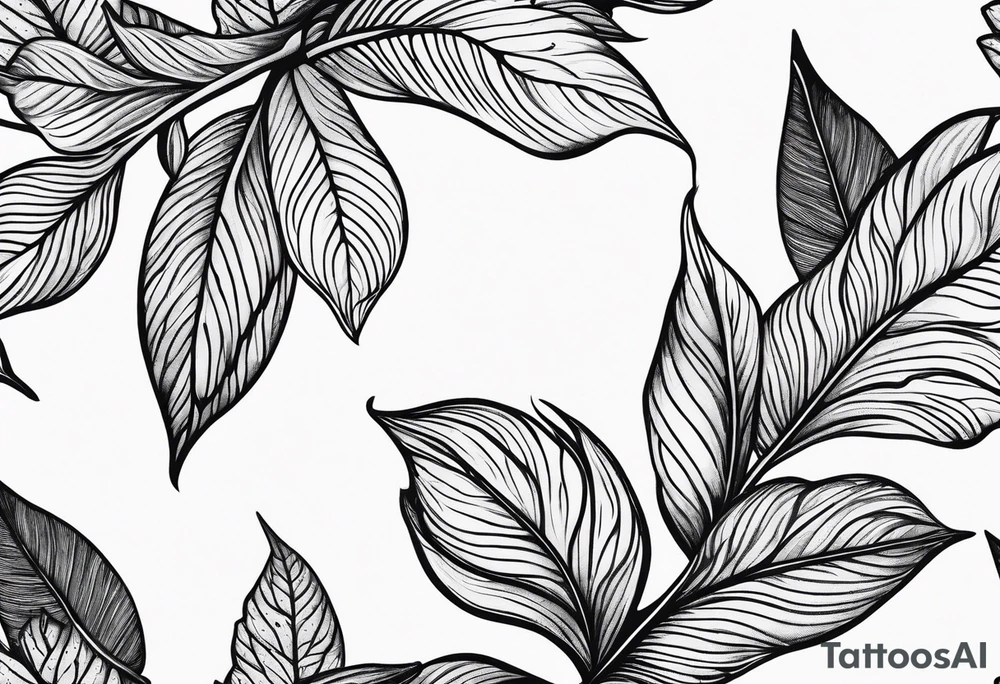 leaves with flow and stippling dots, white background tattoo idea leaves with flow and stippling dots, white background tattoo idea