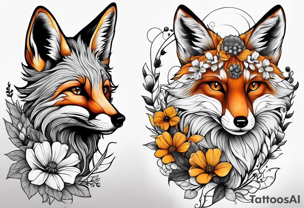 A forearm tattoo of a fox and a bee tattoo idea