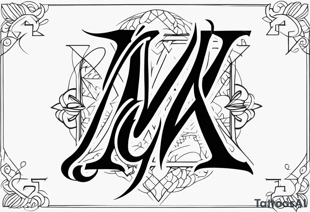 the letters A W R in the middle of a ninja headband tattoo idea