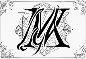 the letters A W R in the middle of a ninja headband tattoo idea
