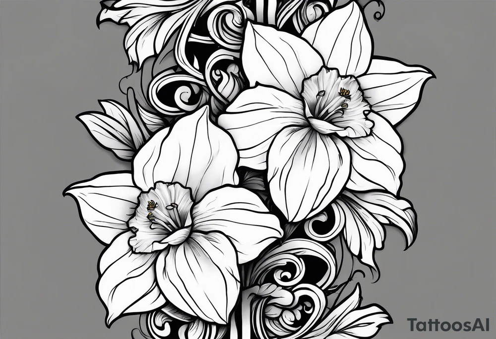 Daffodil birth flower chain tattoo idea
