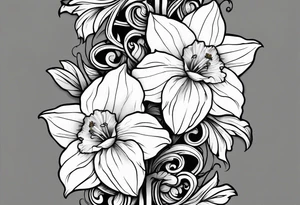 Daffodil birth flower chain tattoo idea