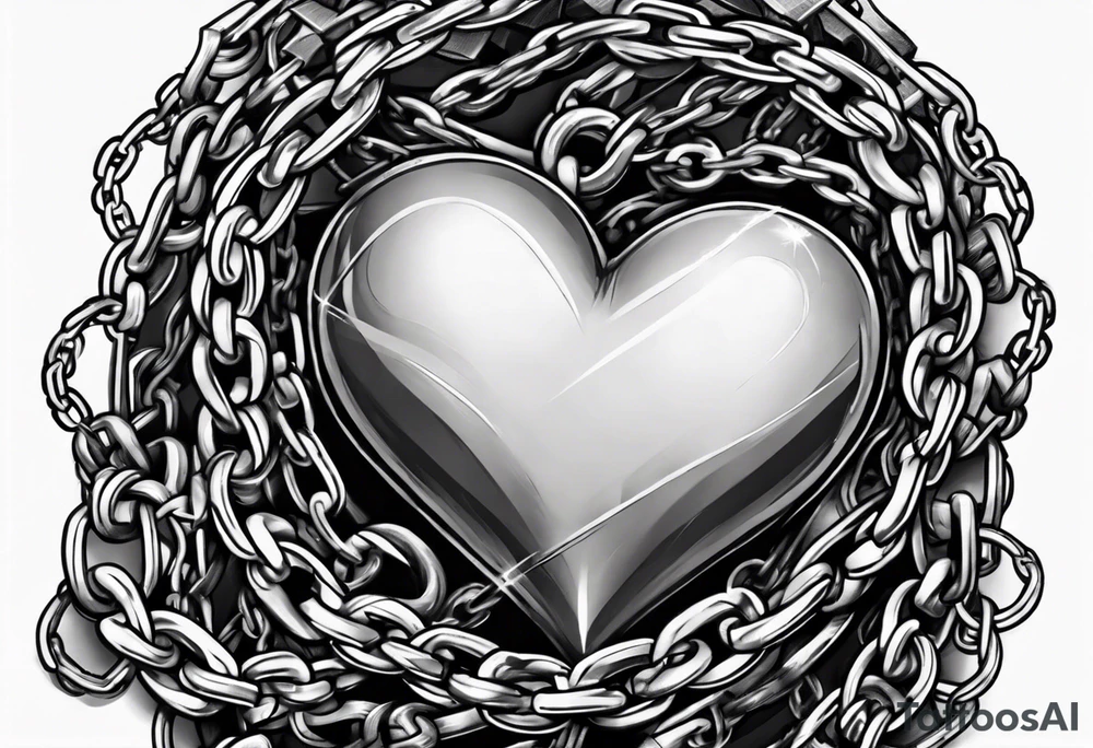Heart wrapped in chains tattoo idea