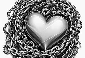 Heart wrapped in chains tattoo idea