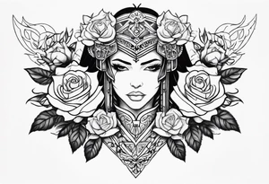 Warrior and roses tattoo idea