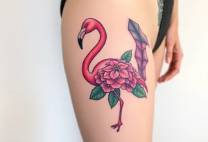 Flamingo made of hydrangea tattoo idea