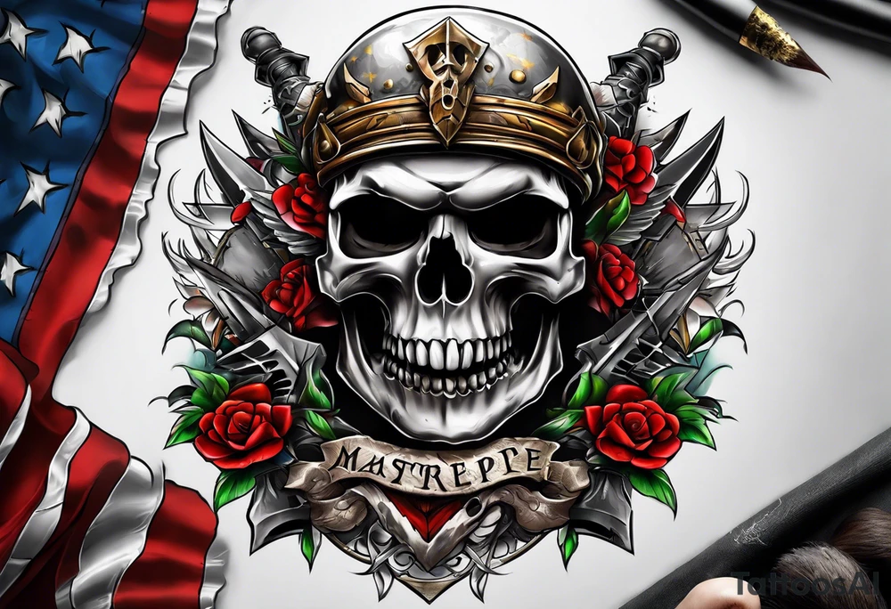 Herald of war skull tattoo idea