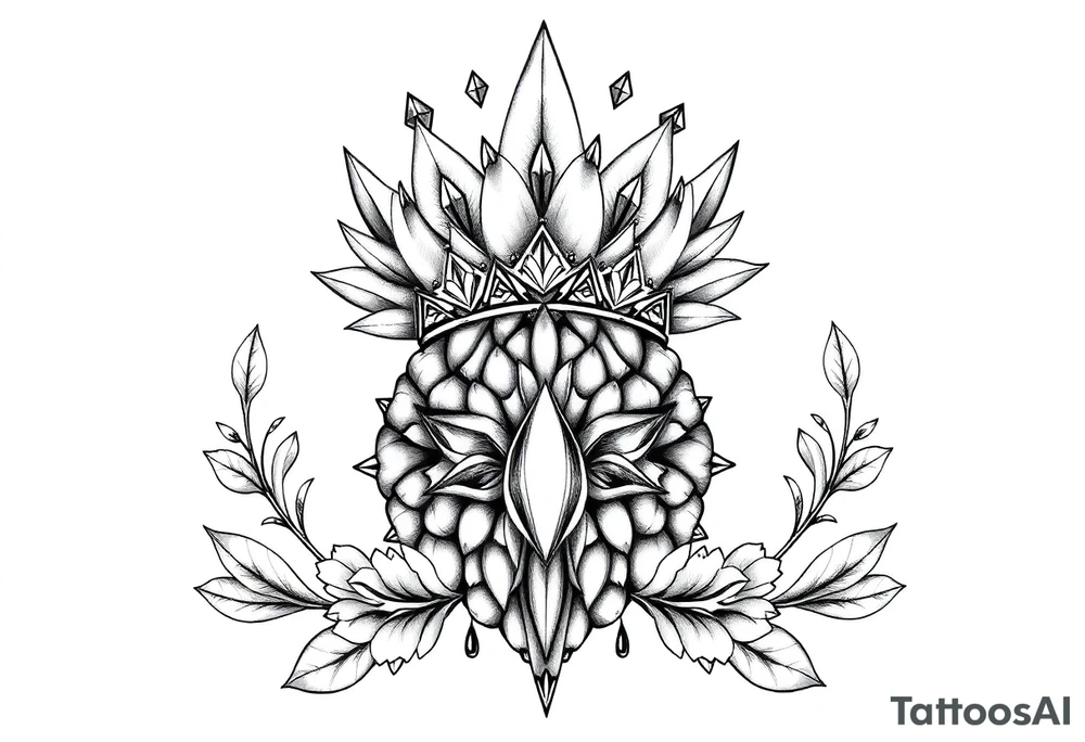 Bushy pineapple crown diamonds majestic vagina and anus tattoo idea