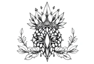 Bushy pineapple crown diamonds majestic vagina and anus tattoo idea