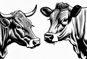 two cow fighting with each other tattoo idea