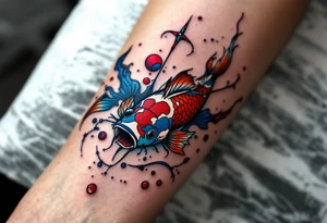 A koi-style carp with a Czech twist, featuring red, white, and blue accents inspired by the national flag. tattoo idea