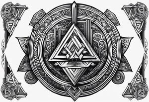 Valhalla staurs sword shield axe Valknut tattoo idea
