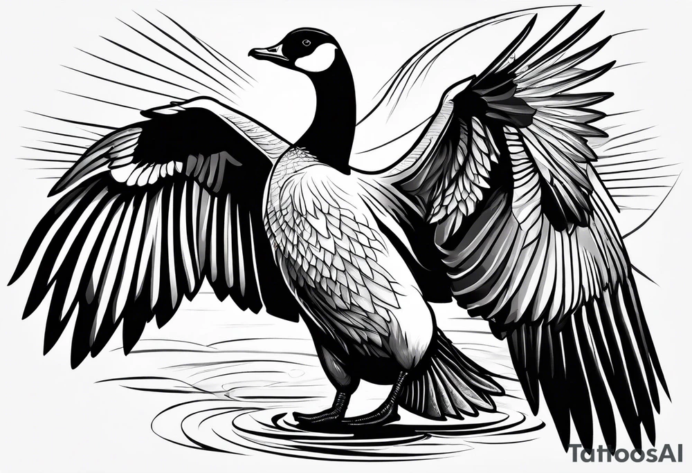 canadian goose preparing to fly tattoo idea