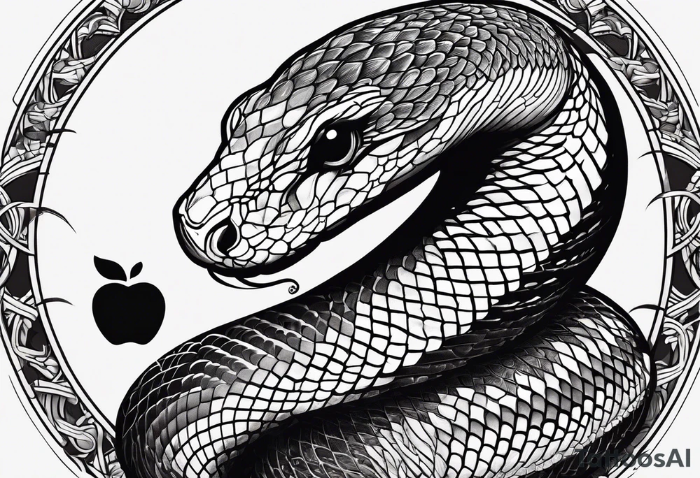 A snake with forbidden apple tattoo idea